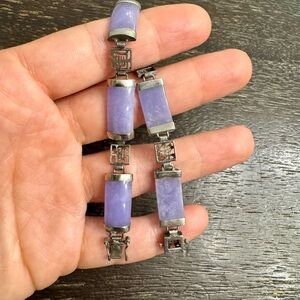 Elegant purple jasper Asian inspired 925 Sterling silver bracelet!